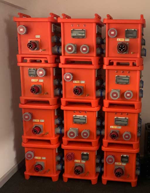 125 Amp and 63 Amp power distrubution boards for camping EHUs.