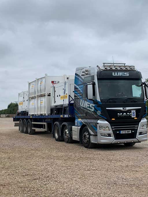 Generator delivery for F1 campsites.