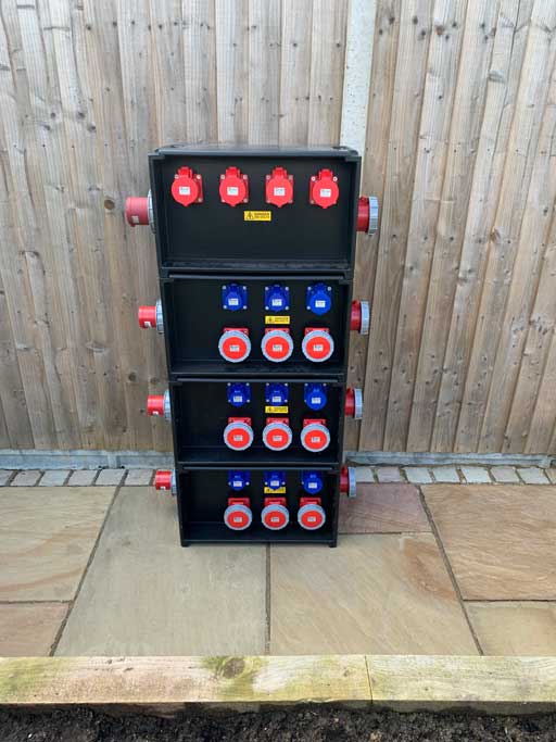 63 Amp 3-Phase power distribution through boards.